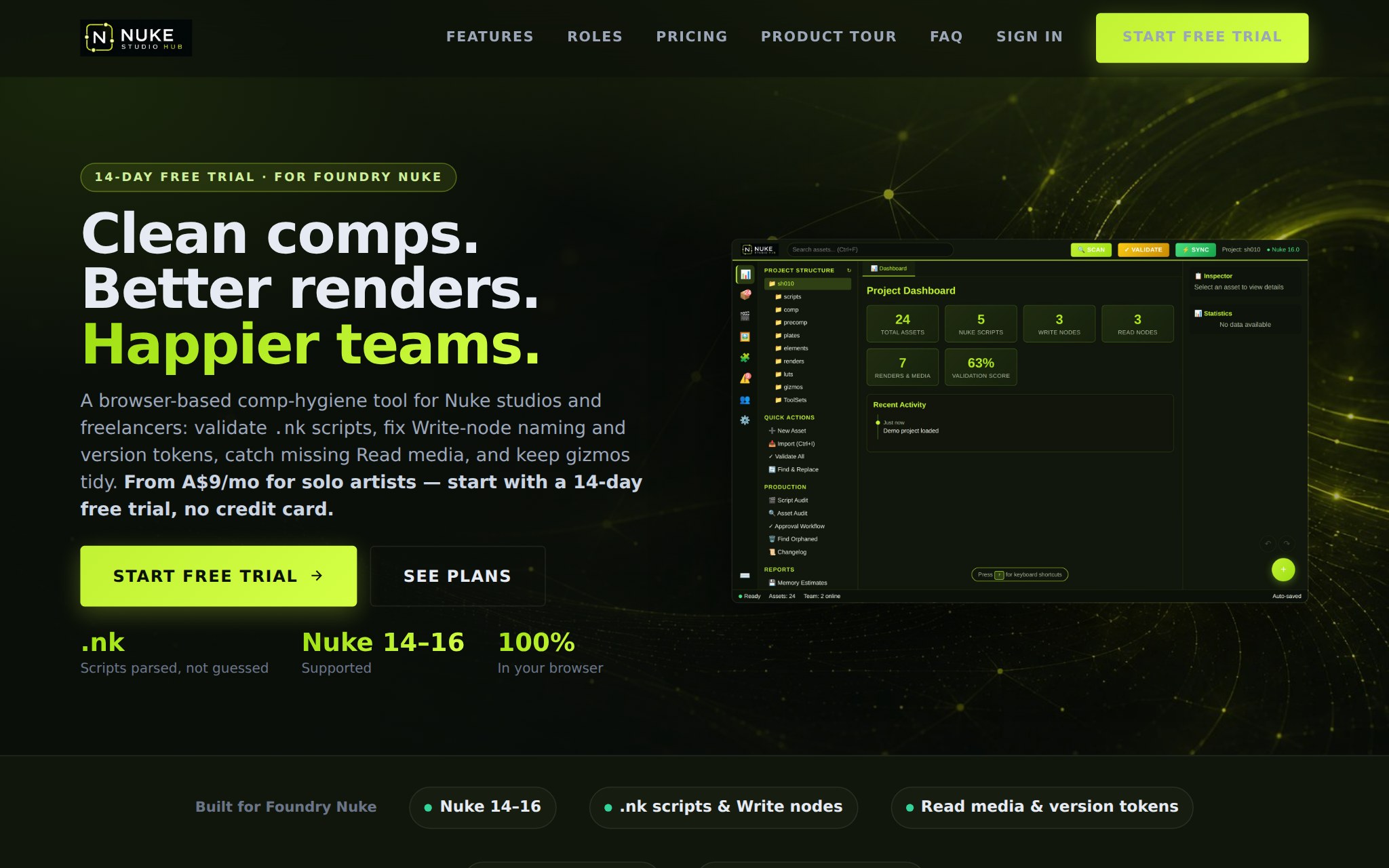 Nuke Studio Hub script audit of a .nk file