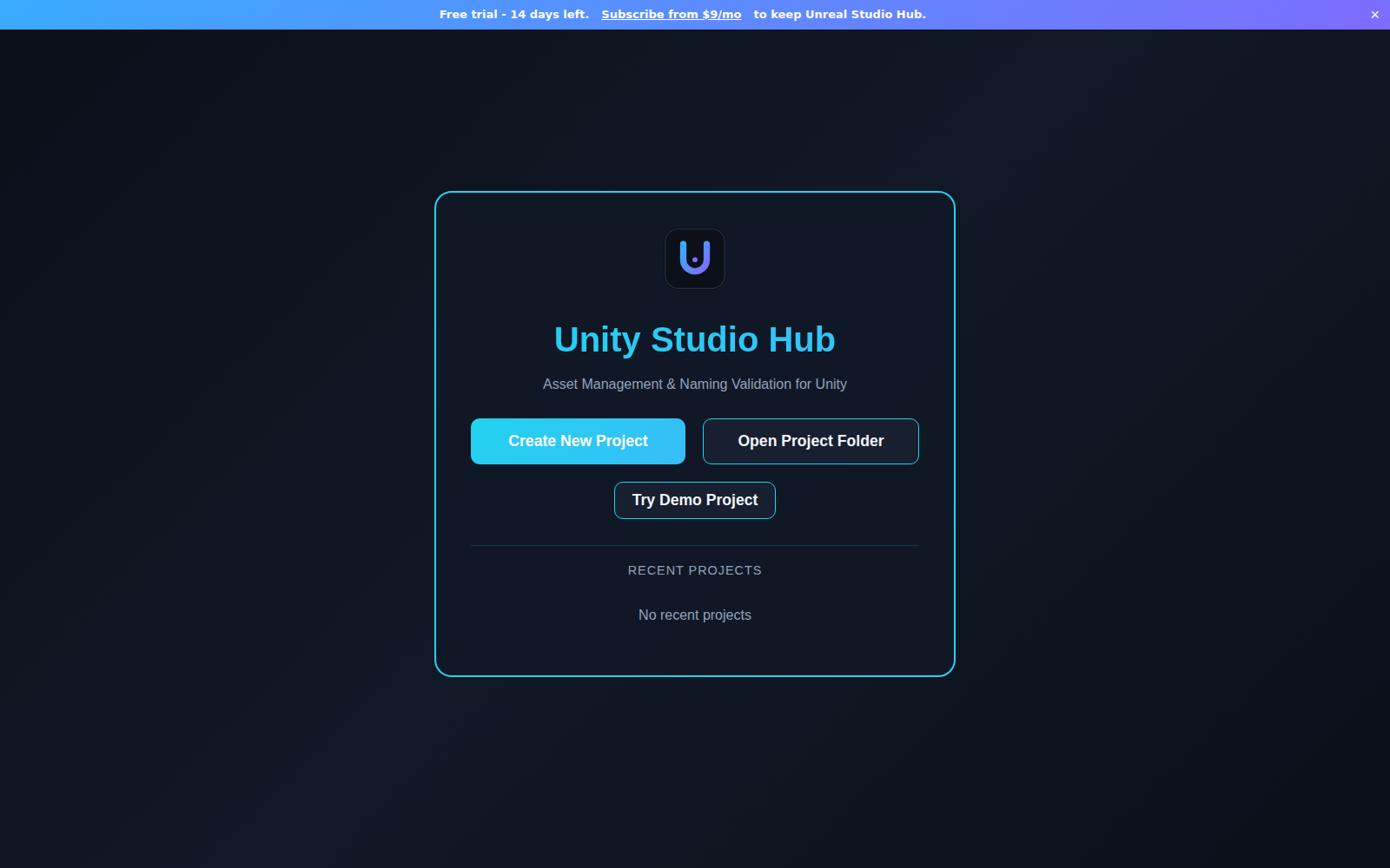 Unity Studio Hub asset manager and naming validation